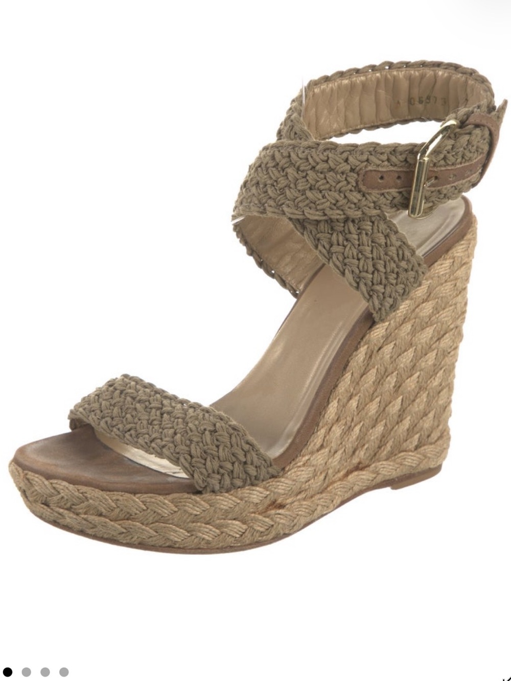 Stuart Weitzman Braided Straw Wedge Sandals in Natural Tan